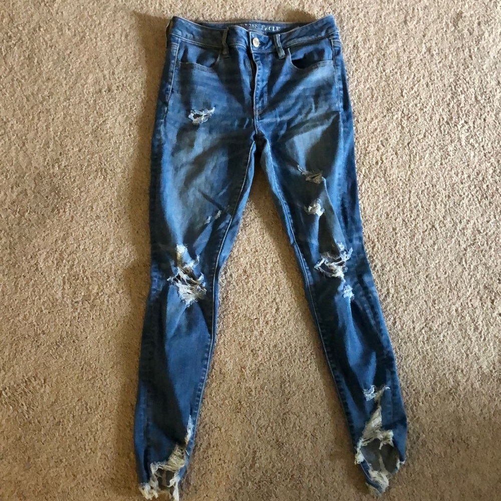 American Eagle Hi Rise Destroyed Jeggings